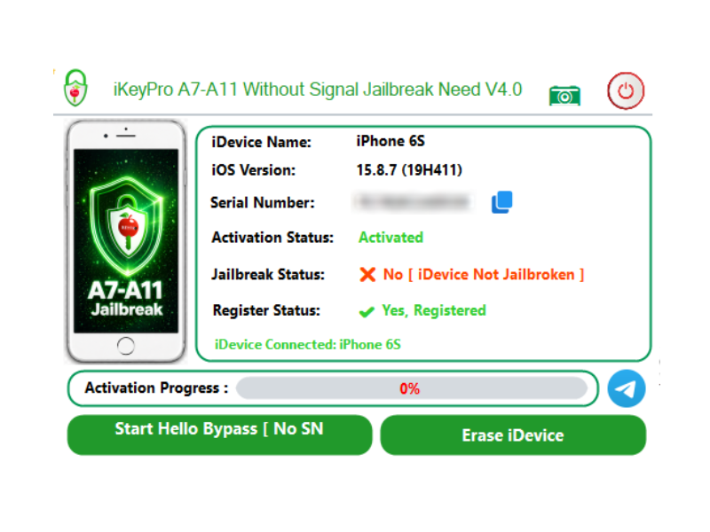 iKeyPro A7-A11 Device Bypass No Signal Jailbreak Need Image