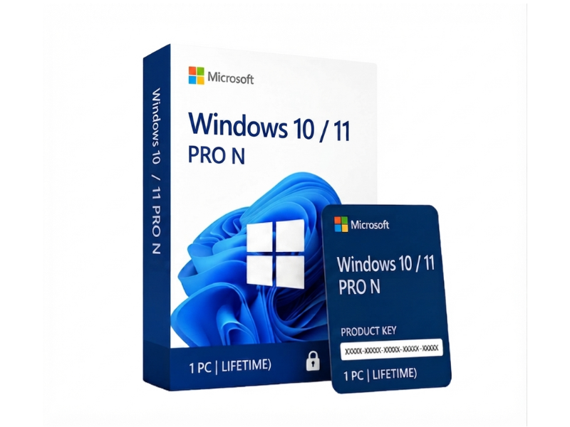 Microsoft Windows 10 / 11 PRO N - 1 PC (Lifetime) Image