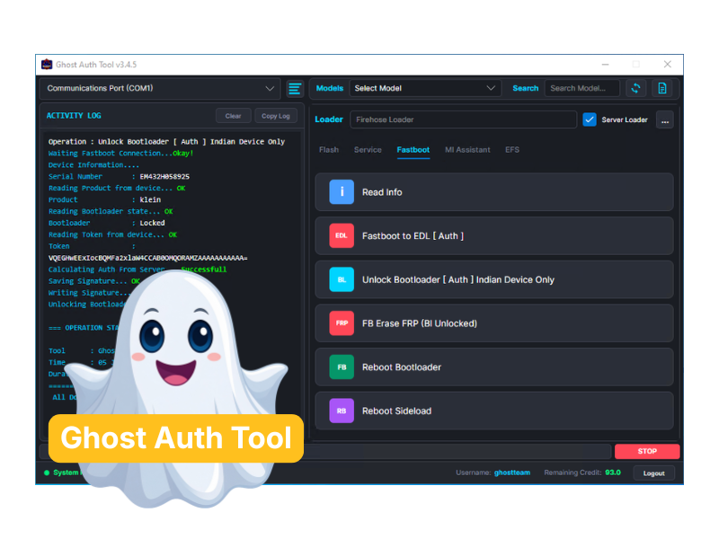 Ghost Auth Tool – Auth Flash / EFS / Mi Cloud / FDL / FRP | Credits Existing User Only Image